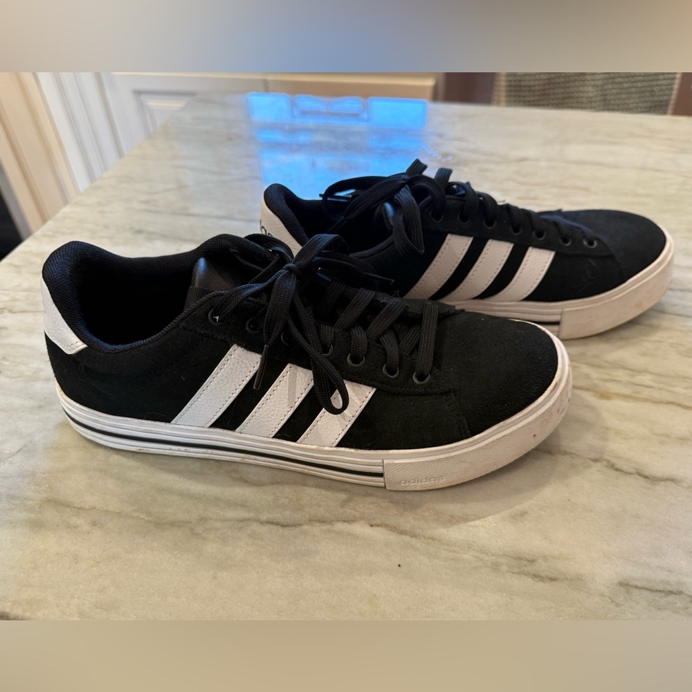 Adidas Men's Black Sneakers with White Stripes